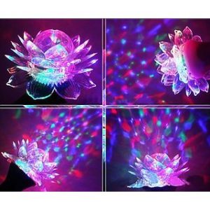 Multicolor 360 Degree LED Crystal Lotus Rotating Bulb for Decoration  Disco Function. B22 Holder - 1 Pc