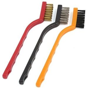 Mini Wire Brush Cleaning ,Stainless Steel Bristles, Gas Cleaning Brushes Iron Nylon Copper Wire Car Kitchen Set of 3 Pcs