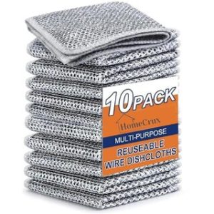 (Pack of 10) Non-Scratch Dish Wash Cloths | Metal Wire Scrubber & Multipurpose Kitchen Scouring Pads