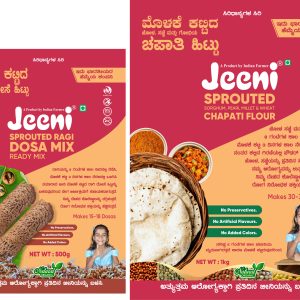 Jeeni Combo Pack of Sprouted Ragi Dosa Mix (500 g) and Sprouted Chapati Flour (1 Kg) (Pack of 2)