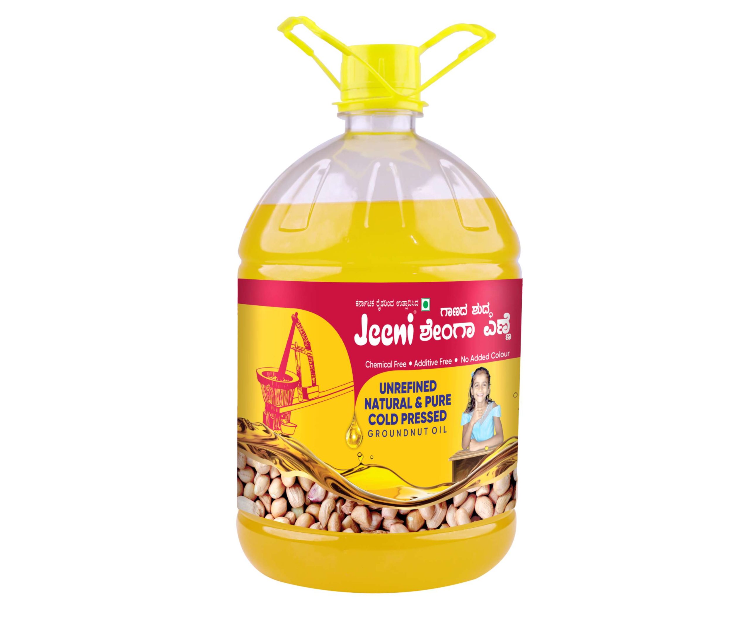 Jeeni Unrefined Natural & Pure Cold Pressed Groundnut Oil 5 LTR