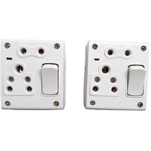 Combined Extension Box 1 Switch 2 Socket 6Amp pack of 2