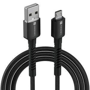 Portronics Konnect X - USB to Micro 3A 1M 1M Cable Length, Strong Braided Cable, Strong Connector, Max 3A Output