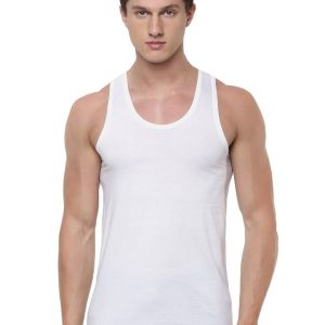 Soft Combed Cotton Single Jersey White Banian RN Acoste (2PCs Pack)