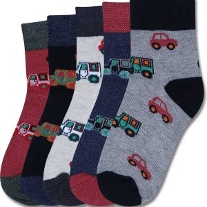 Dollar Multicolor Cotton Blend Boy's Ankle Length Socks ( Pack of 5 )