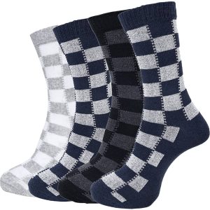 Dollar Cotton Blend Men's Checks Black Ankle Length Socks ( Pack of 4 )