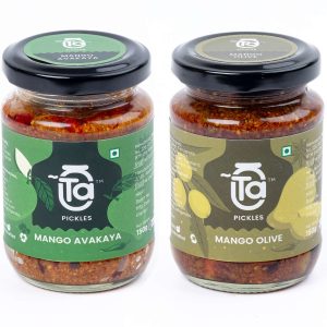 Ta Pickles | Mango Avakaya & Mango Olive Pickle | 150g [Pack of 2] Combo Made with Cold Pressed Oil | Homemade | Traditional Indian Taste | Natural |