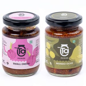 Ta Pickles | Small Onion & Mango Olive Pickle | 150g [Pack of 2] Combo Made with Cold Pressed Oil | Homemade | Traditional Indian Taste | Natural | No