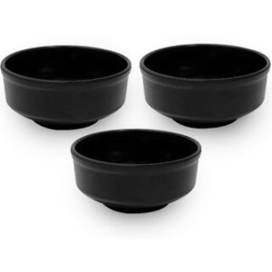 Globenox Melamine Soup Bowl - Black, Pack of  3  Durable, Easy to Clean  Perfect for Soup, Cereal  Snacks