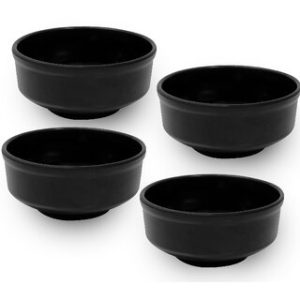 Globenox Melamine Soup Bowl - Black, Pack of  4  Durable, Easy to Clean  Perfect for Soup, Cereal  Snacks