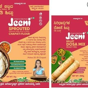Jeeni Combo Pack of Sprouted Chapati Flour 1kg and Millet Dosa Mix 500g (Pack of 2)