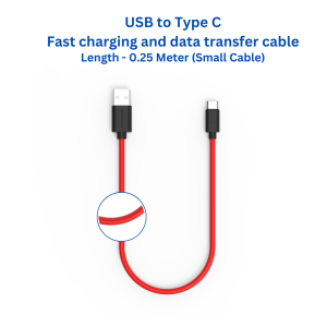 Twance T23R TPE - Type C to USB Charging & data transfer Cable, 0.25 M, Red