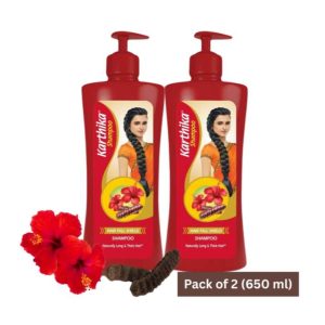 Karthika Hair Fall Shield Shampoo, 650 ml , With The Goodness Of Shikakai & Hibiscus, For Men & Women - Pack of 2