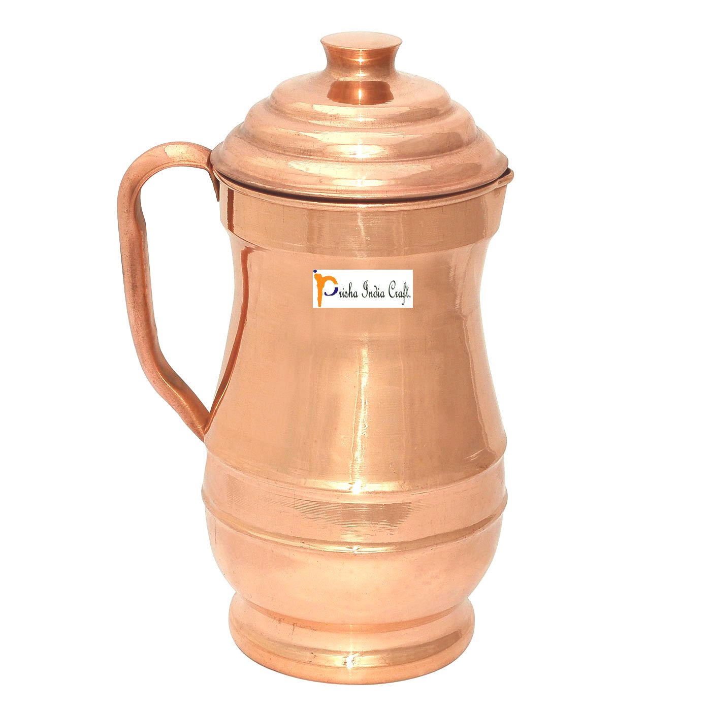 Prisha India Craft Pure Copper Jug Pitcher Maharaja Jug Storage Water 1300 ML - Image 2