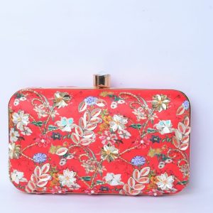 Red With Multi Color Beaded /Sequins Work Hand Embroidered Clutch Cum Sling Bag