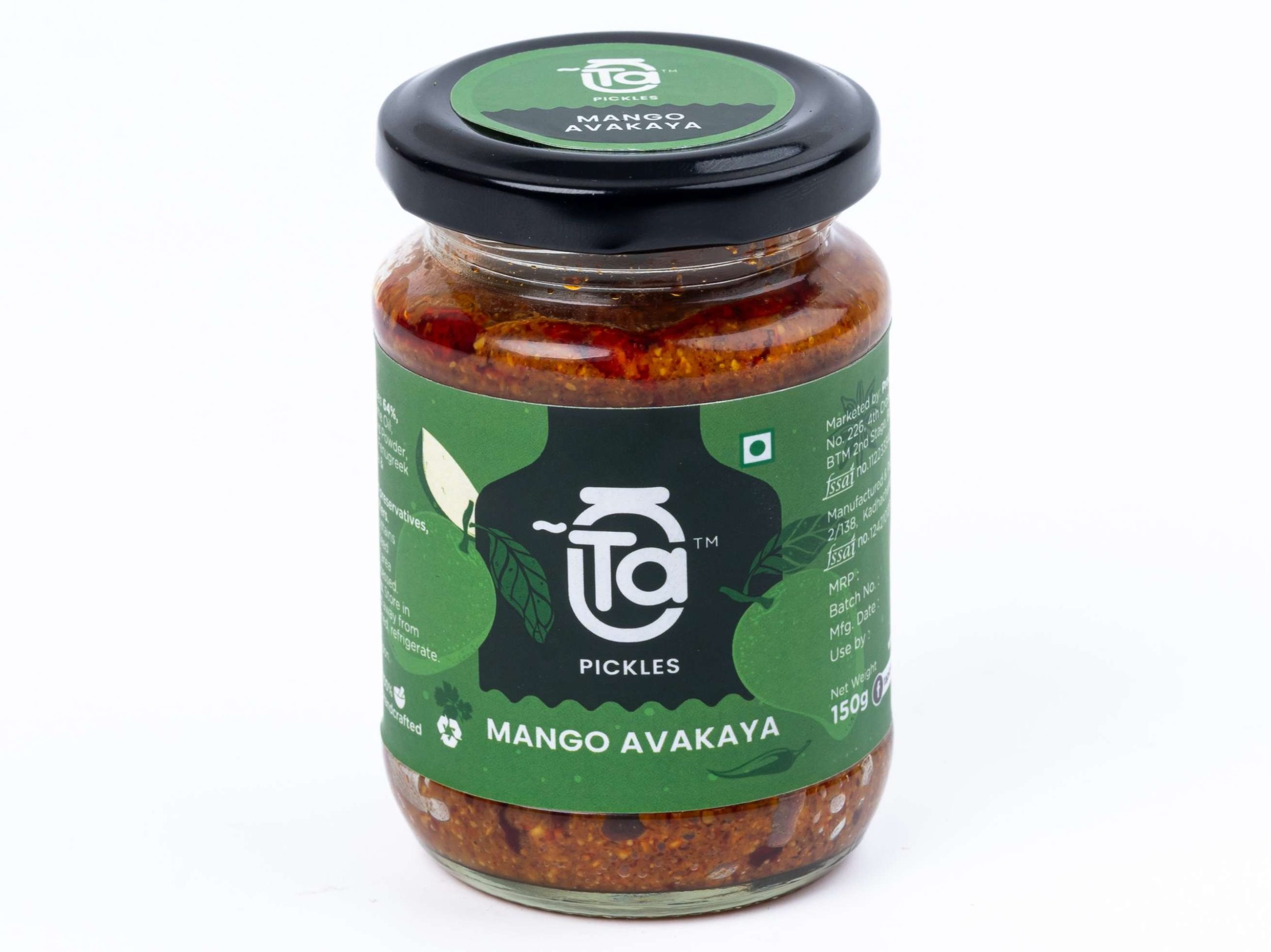 Ta Pickles | Mango Avakaya Pickle With Garlic | Made with Cold Pressed Oil | Homemade | Traditional Indian Taste | Natural | No Preservatives (150 gm)