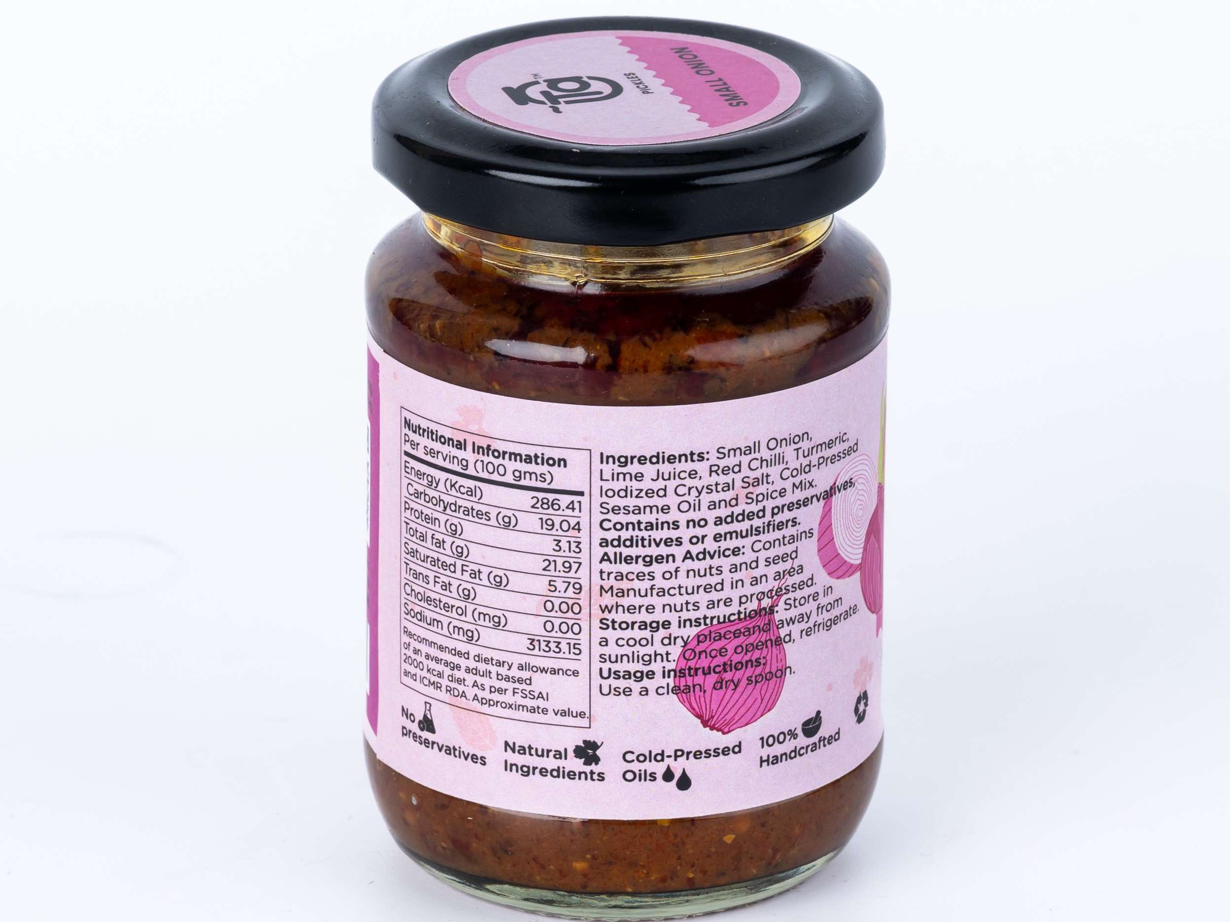 Ta Pickles | Small Onion Pickle | 150g | Made with Cold Pressed Oil | Homemade | Traditional Indian Taste | Natural | No Preservatives - Image 2