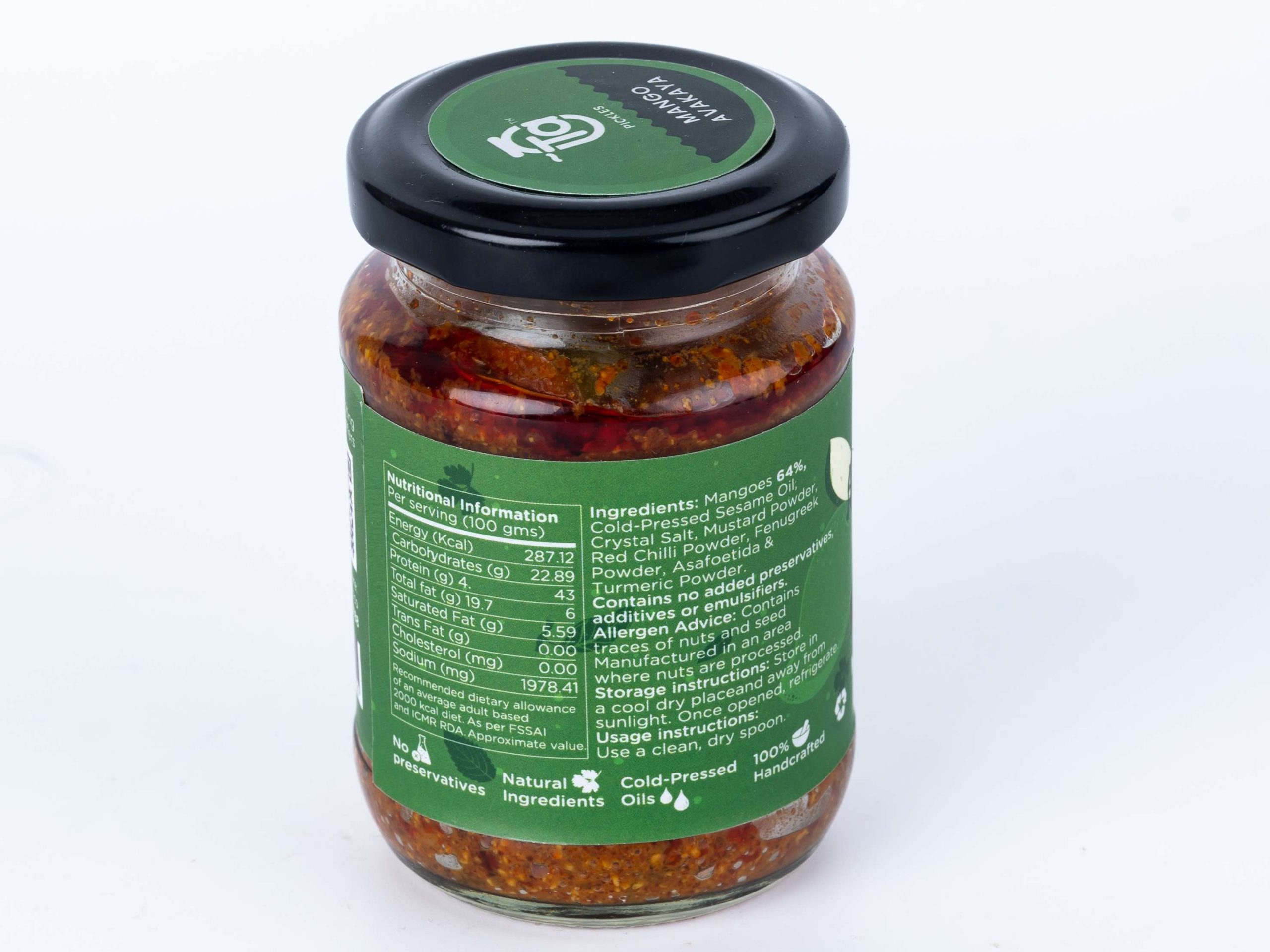 Ta Pickles | Mango Avakaya Pickle Without Garlic | 150g | Made with Cold Pressed Oil | Homemade | Traditional Indian Taste | Natural | No Preservative - Image 2